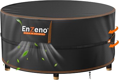Enzeno Round Garden Table Cover 230x100cm with Vents 420D Oxford Heavy Duty