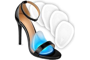 BENOO Metatarsal Pads for Women & Men (4 Pads) Ball of Foot Cushions, High Heel Cushion Foot Pads for Pain Relief & All Day Comfort, Anti Slip Heel Insert for Women, One Size Fits All (Clear)