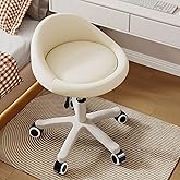 Rolling Stool – Ergonomic Swivel Seat, Adjustable Height, Ultra-Quiet Wheels, Padded PU Leather Cushion, for Salon, Office, Massage & Medical Use Beige