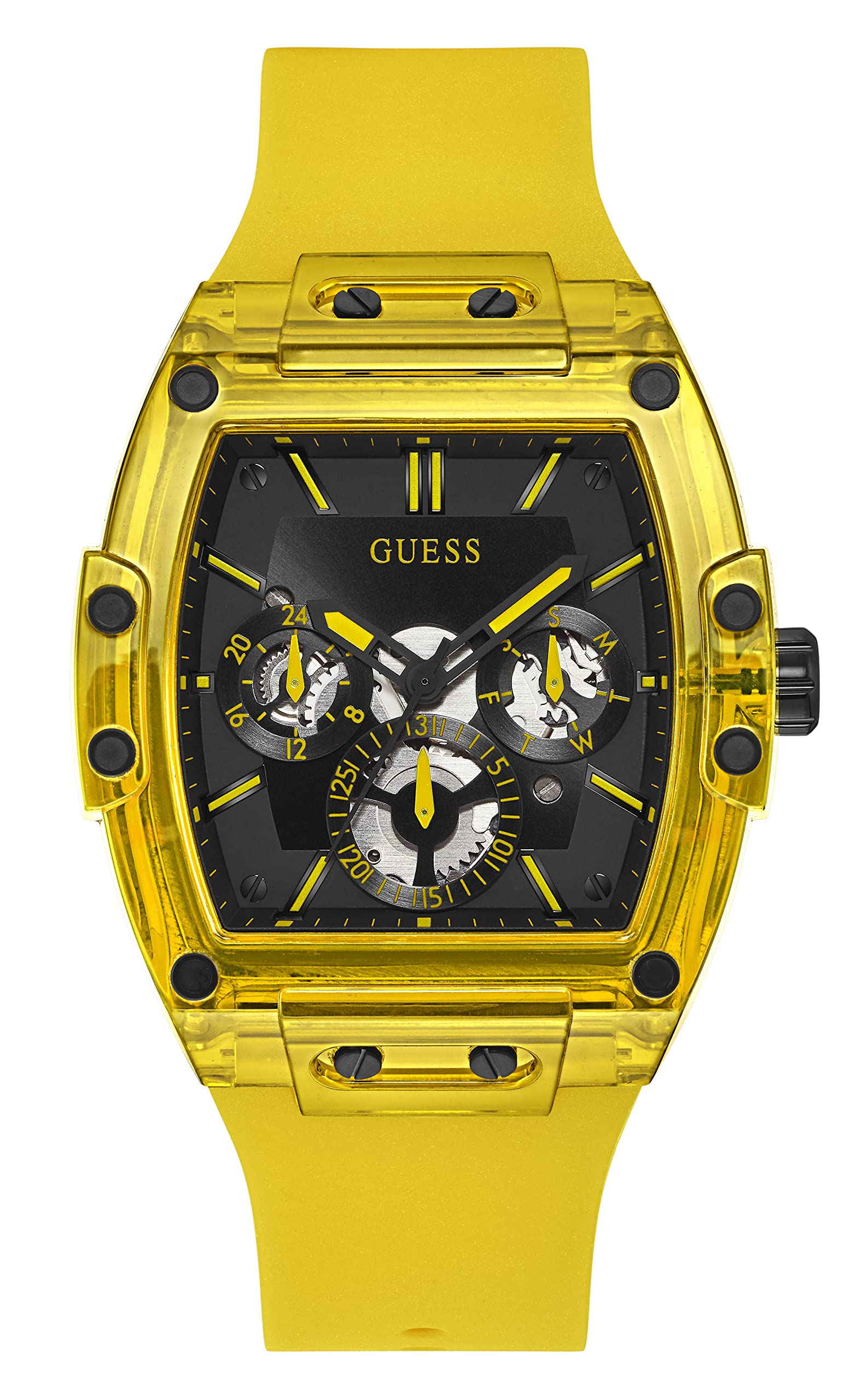 GUESS Men Analog Quartz Watch with Silicone Strap GW0203G6