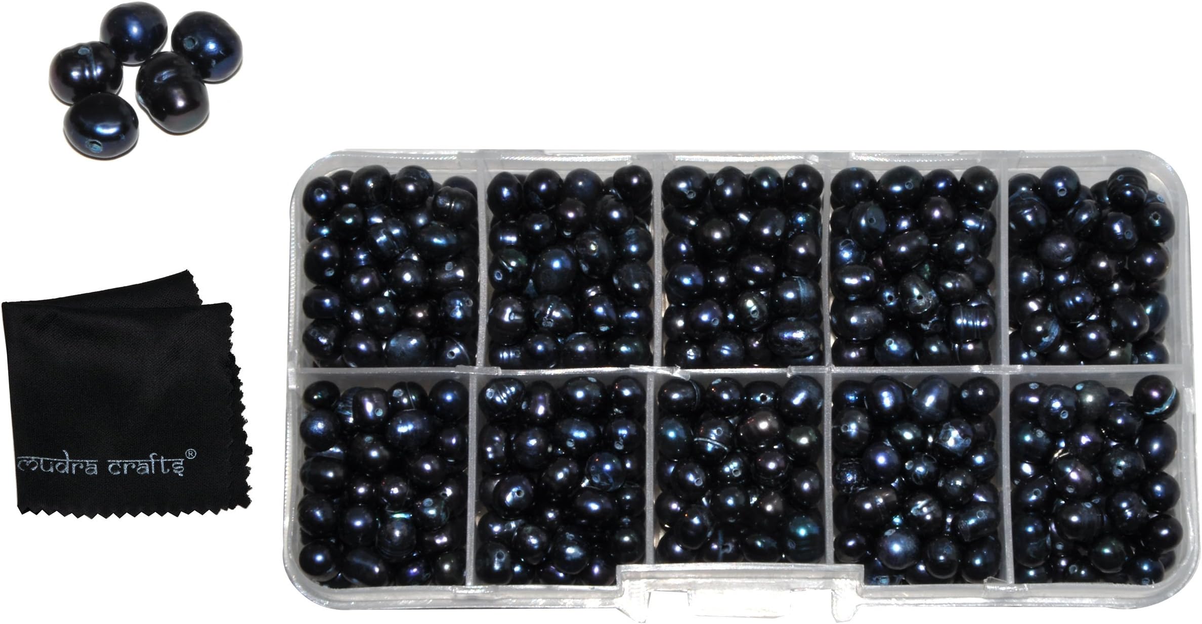 Mudra CraftsOval Black Freshwater Cultured Pearl Beads 8mm – Loose Potato-Shaped Natural Freshwater Pearl Beads for Jewelry Making - Bulk Freshwater Pearls for Jewelry Making 600 PCs