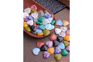 Heart-Shaped Polished Pocket Stones, Multi-Color Crystal Set in Metallic Display Bowl for Home Decor, Party Favors (12pcs)