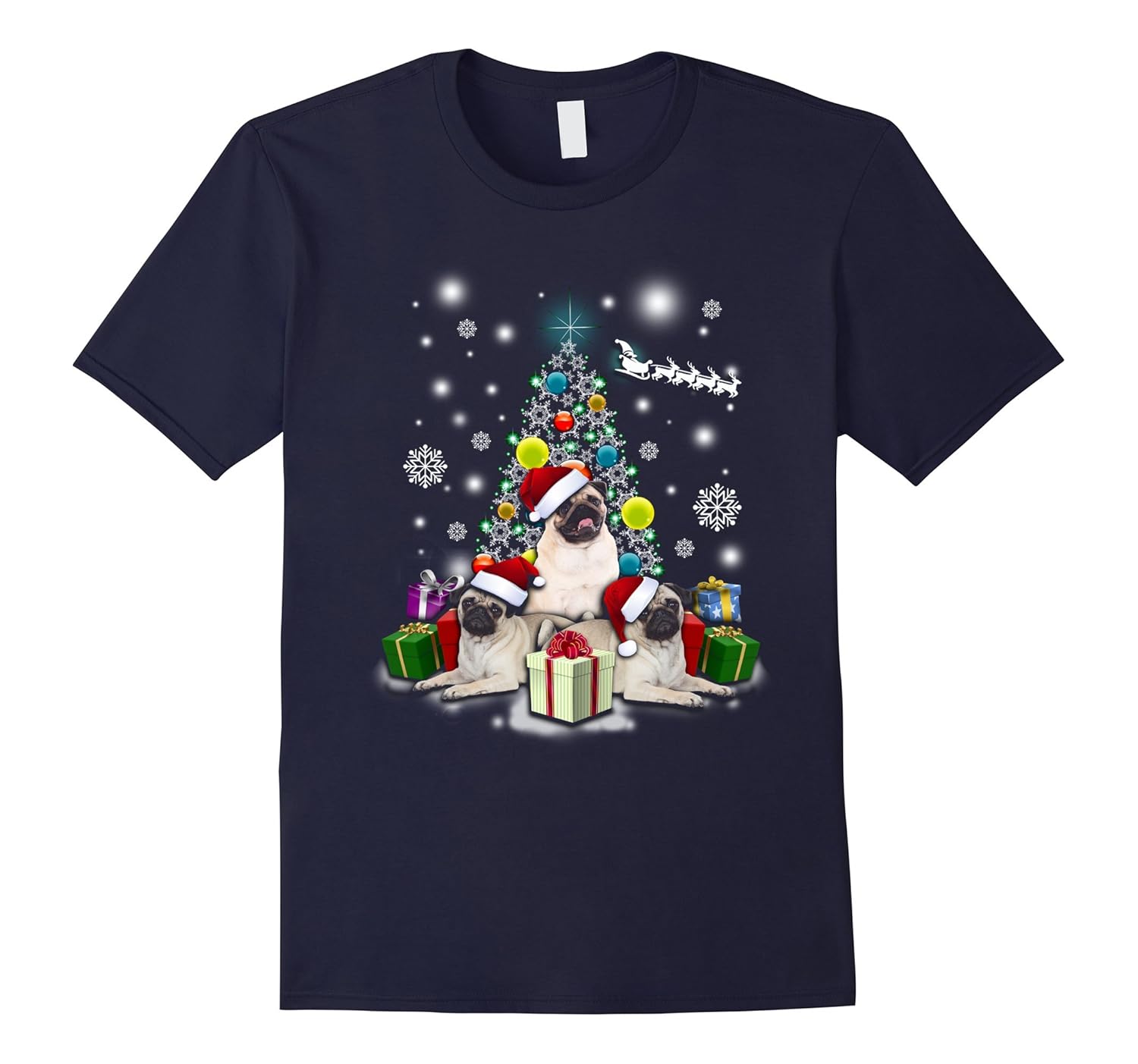 Funny Pug Dog Christmas Xmas Celebration T-Shirt Shirt-ANZ