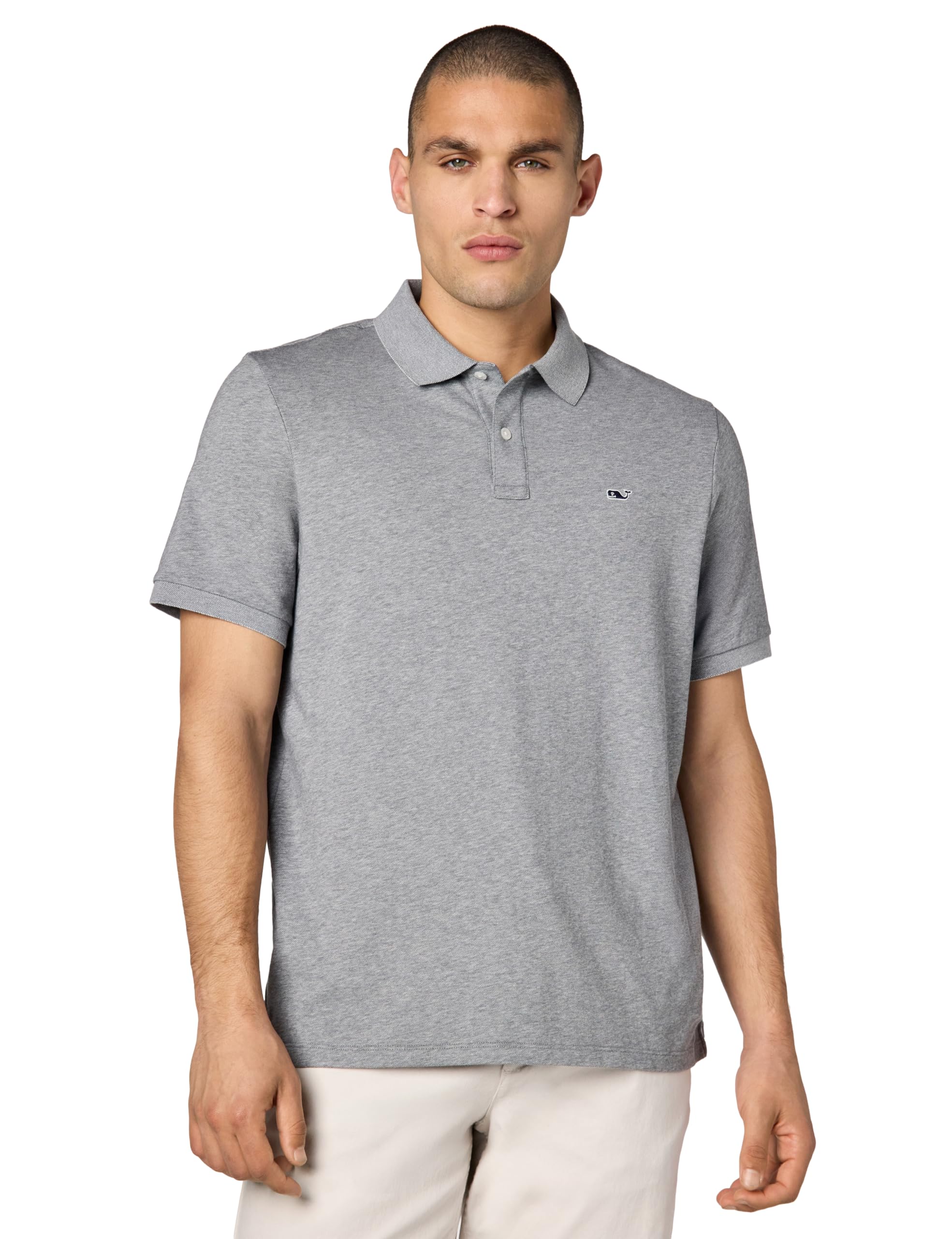 vineyard vines Men’s Edgartown Short Sleeve Pique Polo, Barracuda, Medium