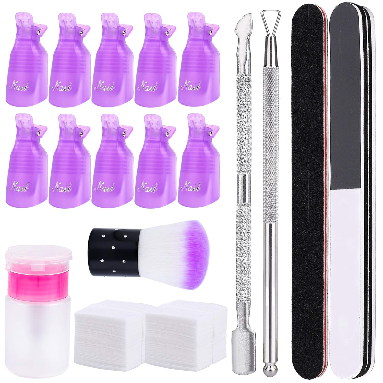 Nagellackentferner Kit – 200 Stück Pads Mit Alufolie & Nagelhautschieber, Für Gel & Acrylnägel