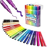 International Arrivals Double Sided Marker Sets for Kids Happido, Set of 24 Water Based Non Toxic Markers with Case, Great School Supplies, Art and Stationery Set
