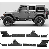 Kojem Door Armor Rocker Guards Compatible with 2007-2018 Jeep Wrangler JK 4 | Powder Coated Steel Heavy-Duty Black Door Armor Cladding Skid Plate Slider Rocker Guards