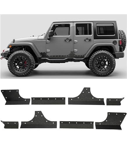 Pair Black Rock Sliders & Body Armor Panels For Jeep Wrangler TJ 1997-2006