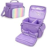 Carrying Case Compatible with Tonies 2/1, Storage Bag Organizer for Audio Player Starter Set, Figures, Headphones, Charging Station, Accessories, with Shoulder Strap and Handle, Purple (Case Only)
