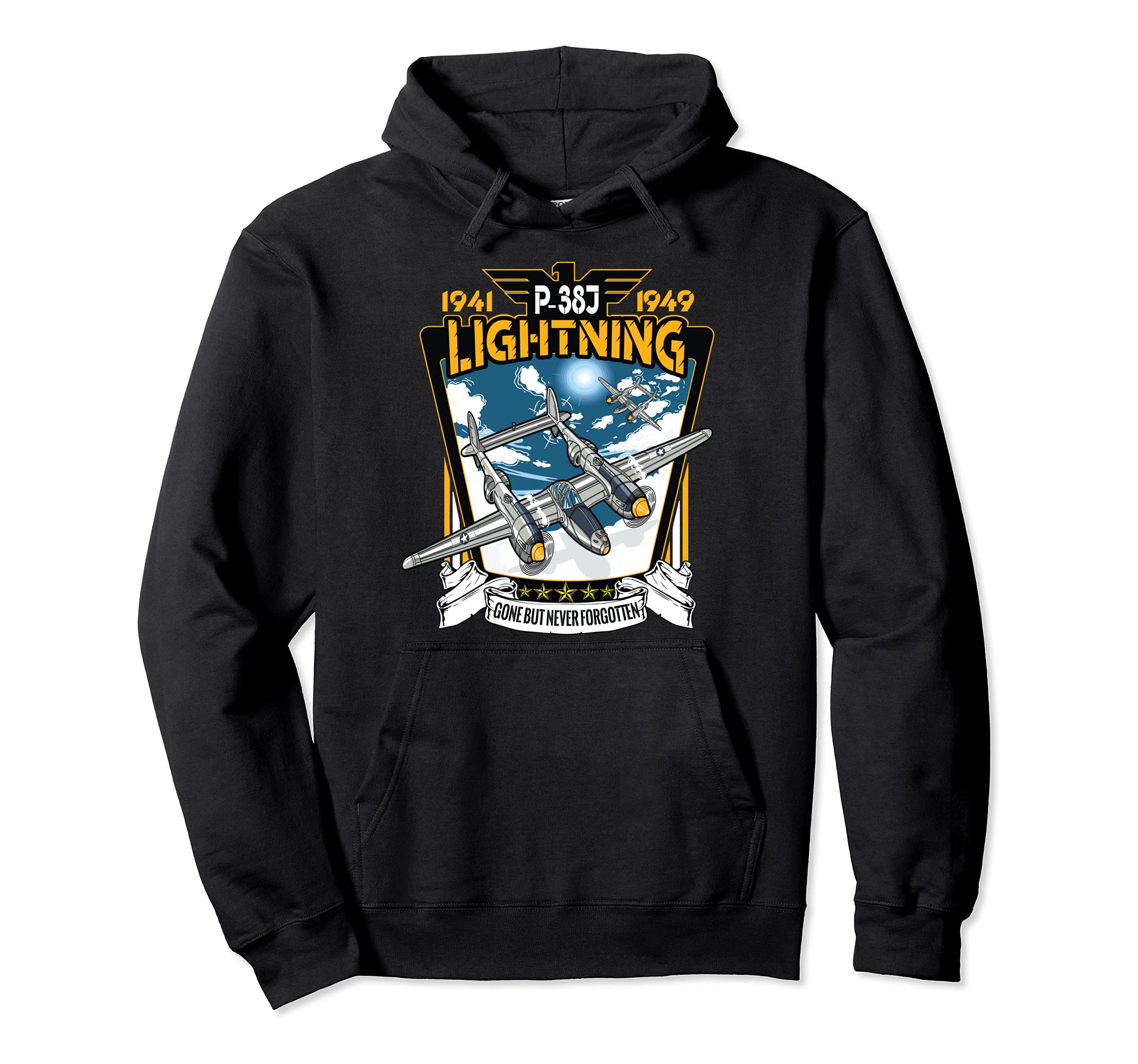 World War 2 American P-38 Lightning Fighter Airplane Pullover Hoodie