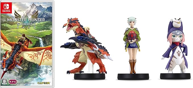 Amazon モンスターハンターストーリーズ2 破滅の翼 Switch モンスターハンターストーリーズ2 Amiibo3種セット Amiibo 破滅レウス Amiibo エナ Amiibo ツキノ 数量限定特典 エナの衣装 カムラの受付嬢コーデ Amazon Co Jp限定 アイテム未定 同梱