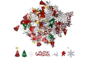 GIFT BOUTIQUE 150g Christmas Confetti Table Decorations – 8 Festive Designs in Red, Green, Silver & Gold – Santa, Trees, Stars, Snowflakes & Merry Christmas Scatte