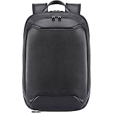 Masa Kawa Men&rsquo;s Leather Expandable 16" Laptop Backpack Business Bag, Black | Waterproof Slim Commuter Work Daypack, Travel Luggage Strap, Computer Sleeve, Ventilated Back Panel