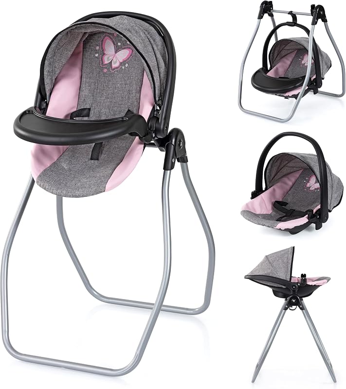 Puppenhochstuhl, trage, Bett, Schaukel 4 in 1 Set