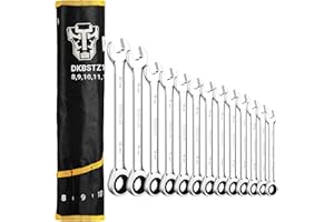 DEKOPRO Ratcheting Combination Wrench Set, 13-Piece 8mm to 22mm Metric Chrome Vanadium Steel with Portable Nylon Pouch