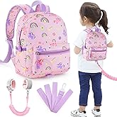 Accmor Toddler Backpack Leash, Cute Unicorn Baby Backpacks with Anti Lost Wrist Link, Mini Kids Backpack Leash Walking Harness for Outdoor Travel, Small Backpack Tether for Boys Girls 1-3 (Pink)