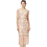 BABEYOND Womens 1920s Flapper Dress Vintage Long Fringe Dress Roaring 20s Sequins Beaded Dress