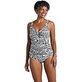 Maxine of Hollywood Womens V-Neck Twist Front Shirred One Piece Swimsuit