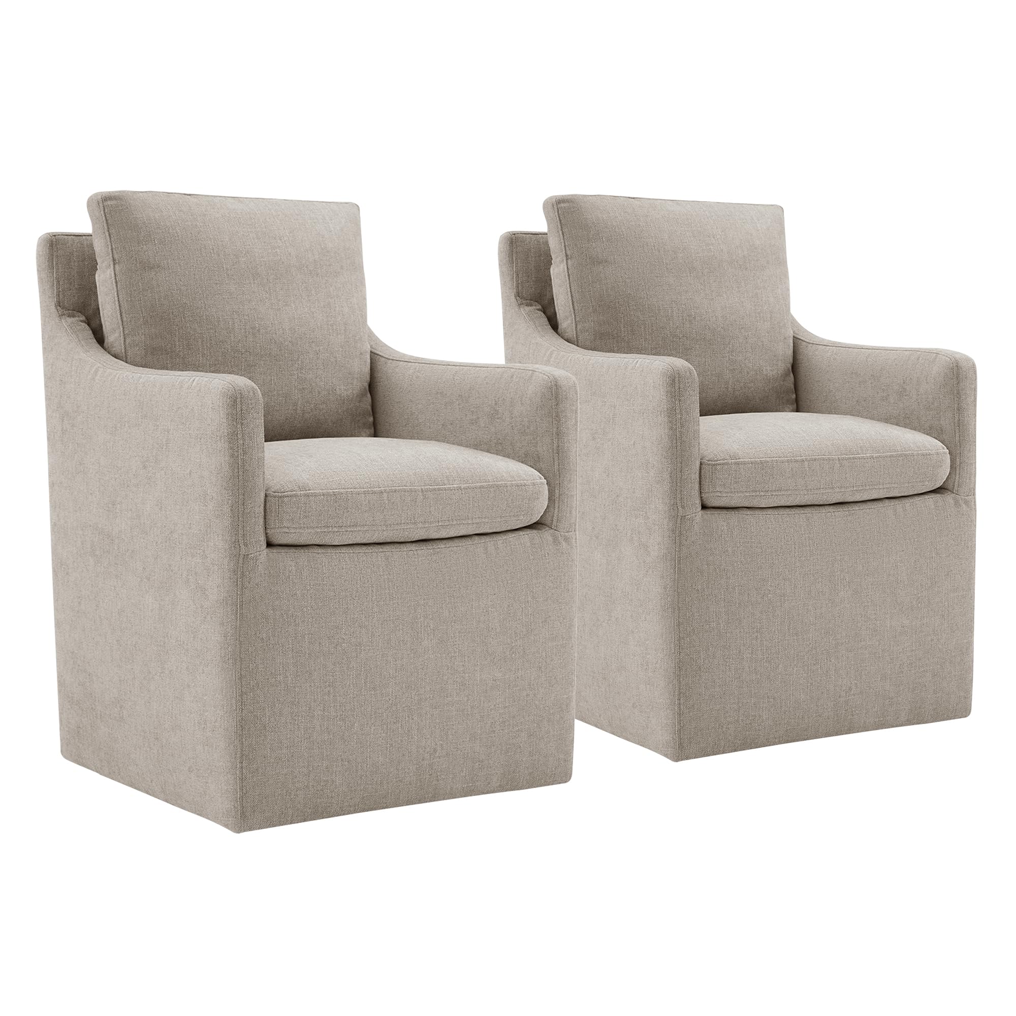 View 1 of ****ONLY ONE CHAIR******* KISLOT Upholstered Dining Chairs with Casters No Assembly Modern Accent Armchair with Rollers for Diningroom Bedroom Livingroom Reading Room,Sand,