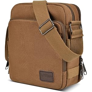 CAAORDKSO Canvas Messenger Bag for Men Women, Vintage Shoulder Bag Travel Crossbody Bag Multiple Pockets Man Purse Work Bag
