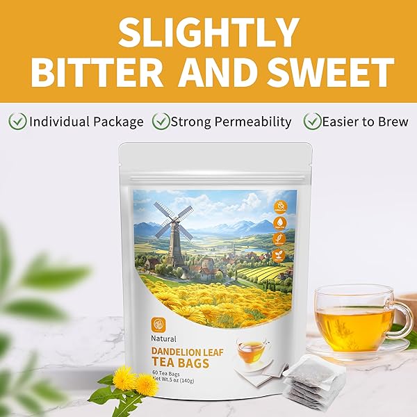DANDELION LEAF & ROOT TEA WITH 60 COUNTS ORGANIC – SUPPORTS KIDNEY & LUNG FUNCTION, CAFFEINE FREE