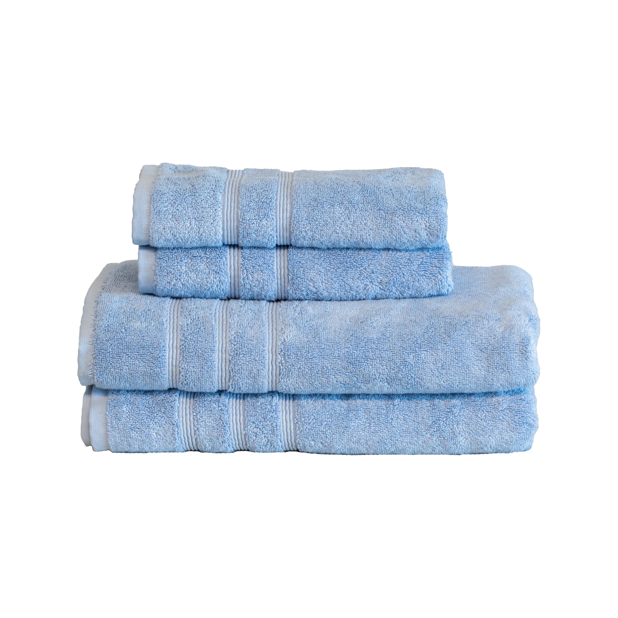 Photo 1 of Mosobam Luxury Turkish 4pc Towel Set 30X58 16X30 Allure Blue 700 GSM Bamboo Viscose & Aegean Turkish Combed Cotton