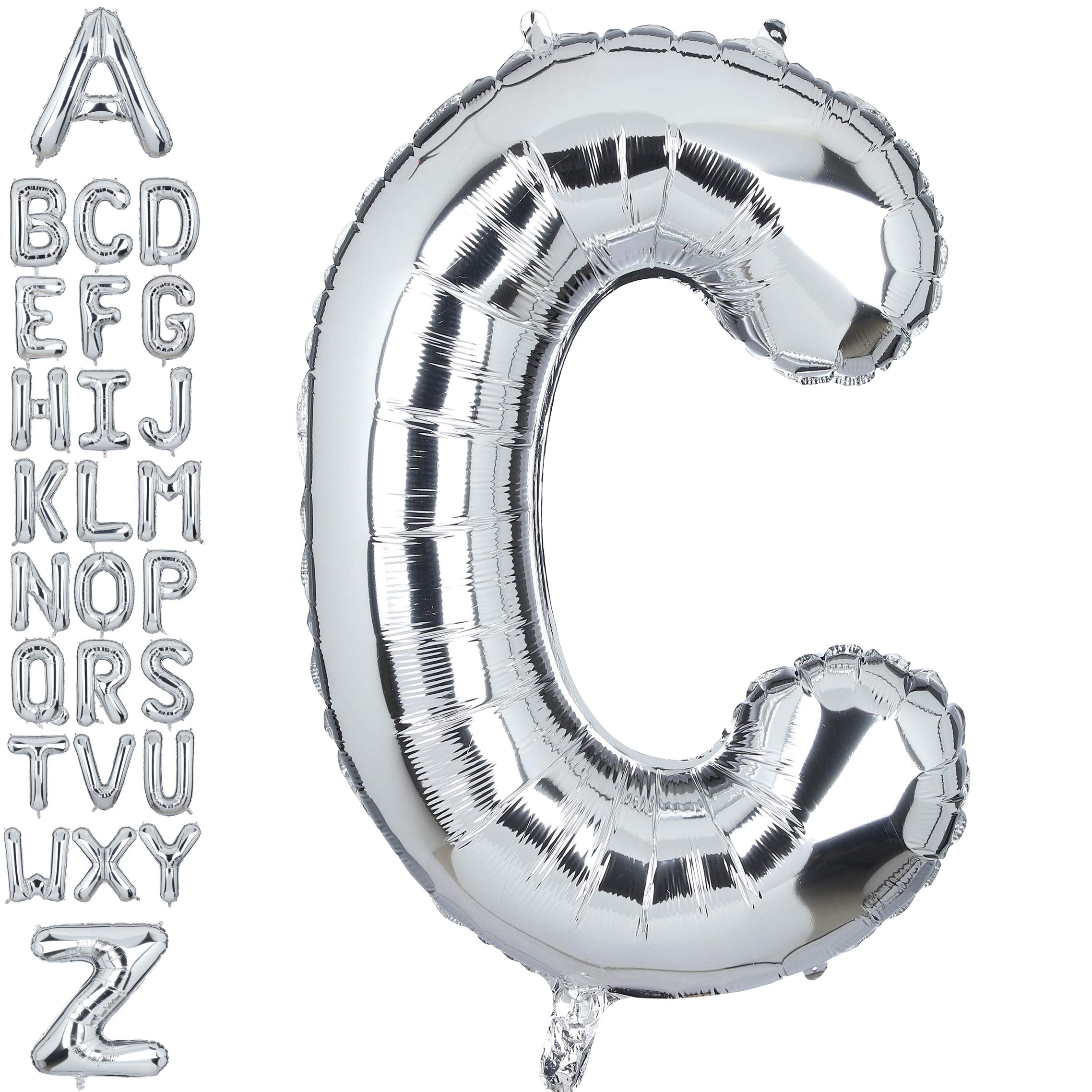 40 Inch Giant Silver Letter C Foil Helium Balloons Big Single Mylar Balloon Birthday Party Decoration Supply Baby Shower (Silver C)