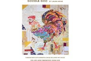 Doodle-Doo Rooster Collage Applique Quilt Pattern by Laura Heine from Fiberworks Inc. 35" x 42" LHFWDOODLE