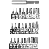 Performance Tool 1415 33-Piece Driver Bit Set with Magnetic Extension | Chrome vanadium steel 1-inch bits. Includes SAE &amp; Metric hex, Star, Phillips, slotted and 4 plastic holders