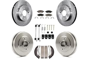 CMX Front Rear Disc Brake Rotors Ceramic Pads And Drum Kit (7Pc) Replacement For Nissan Micra Versa Note K8C-102334