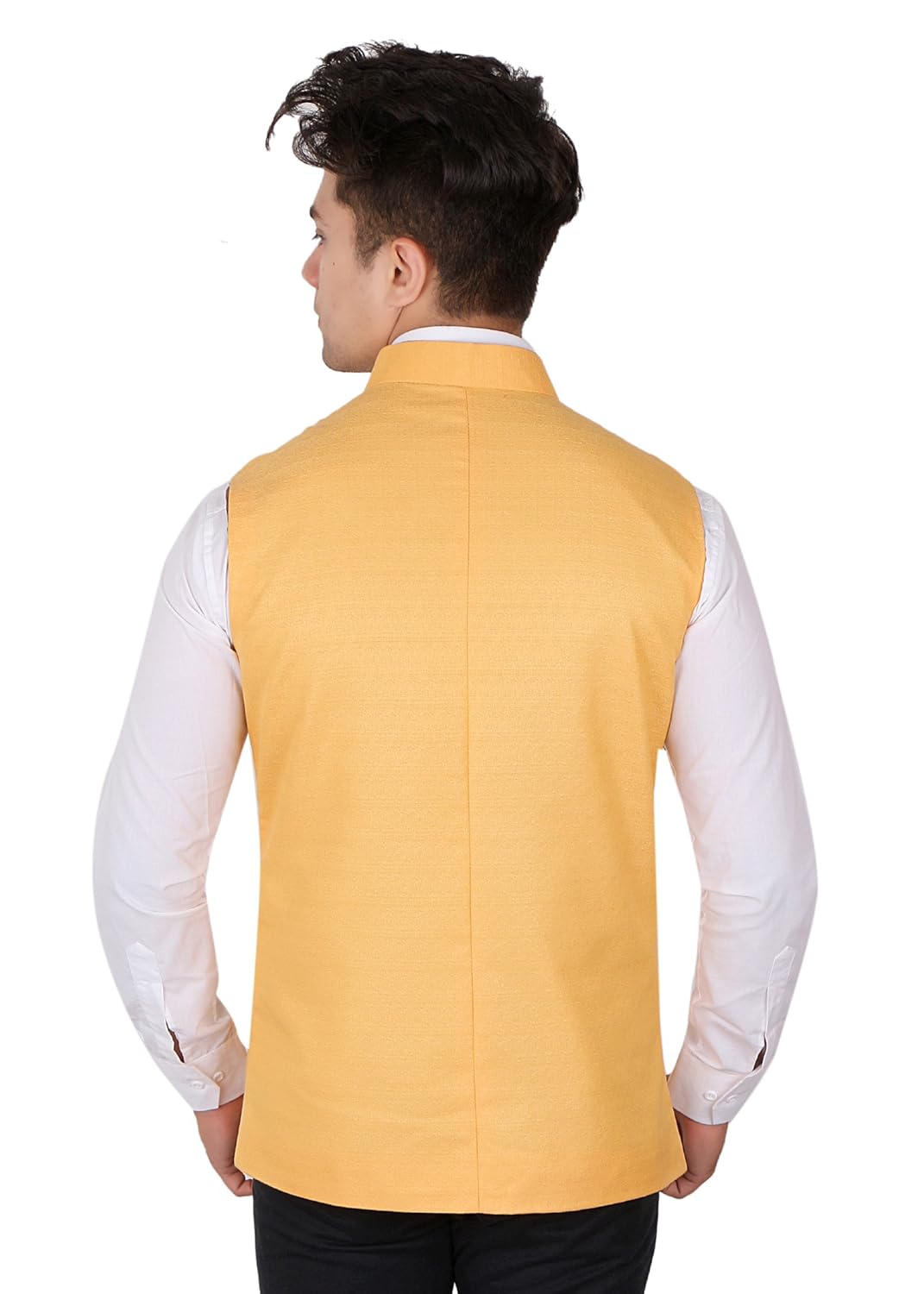 la rainbow casual silk blend yellow nehru jacket for men/boys