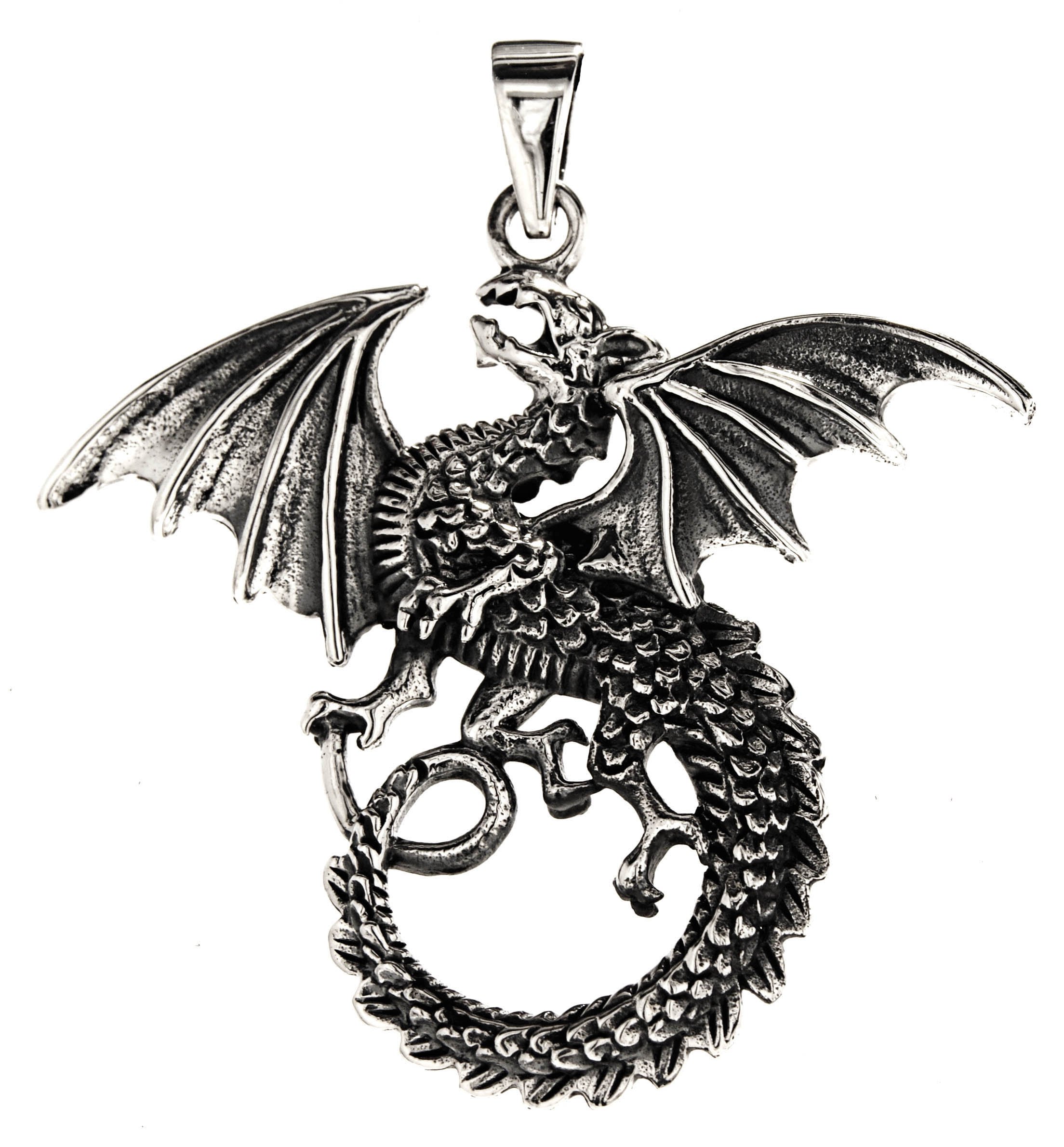 Kiss of Leather Large Dragon Pendant 925 Sterling Silver No. 236