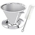 Pour Over Coffee Dripper Stainless Steel Cafellissimo Slow Drip Coffee Filter Metal Cone Paperless Reusable Single Coffee Mak