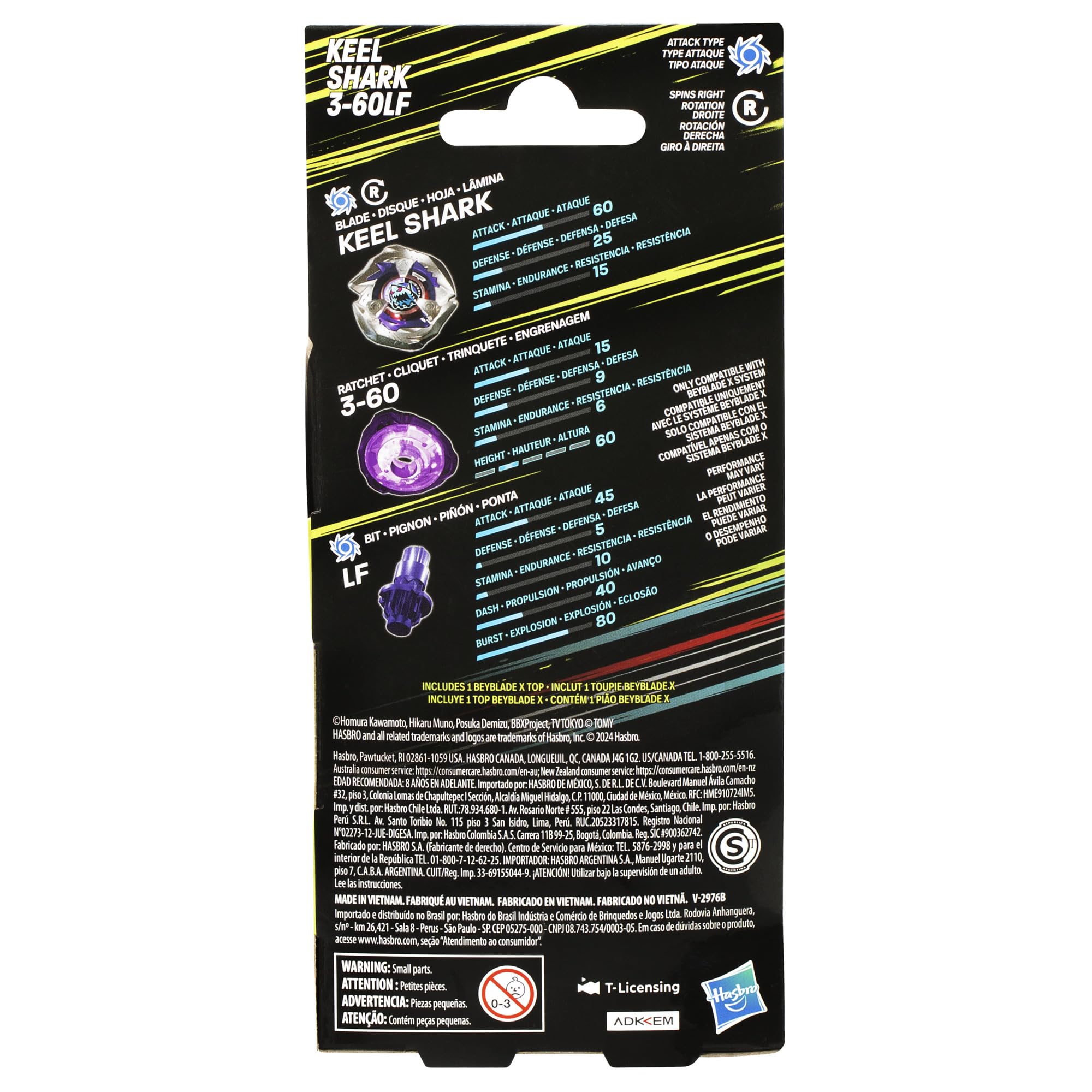 Beyblade X Keel Shark 3-60LF Booster Pack Set with Attack Type Right-Spinning Top; Battling Top Toys for 8 Year Old Boys and Girls