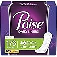 Poise Daily Incontinence Panty Liners, Very Light Absorbency, Long, 176 Count