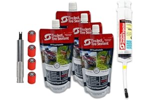 TireJect Off-Road Tubeless Tire Sealant Kit: Fix a Flat Tire & Prevent Flat Tires, Seal Punctures Leaks Dry Rot Thorns Nails Screws, tire repair slime, puncture tire sealer (40oz, 4-Tire Value Pack)