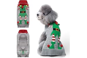 TENGZHI Dog Christmas Sweater Cute Funny Clown Cat Ugly Xmas Outfit Holiday Puppy Costumes Fall Winter Pet Knitted Sweaters Clothes for Small Medium Large Dogs Cats(XXS,Green)
