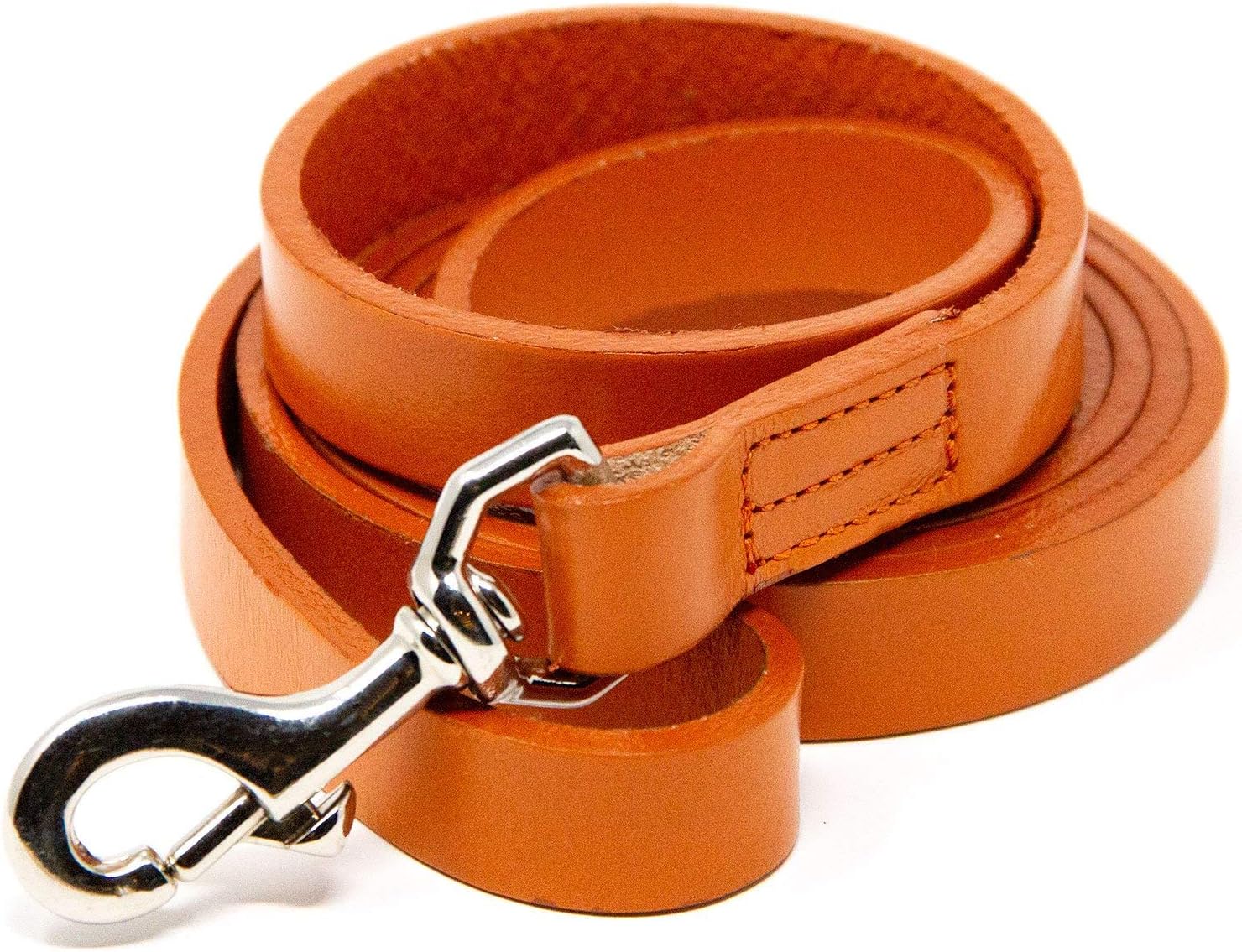 Logical Leather Dog Training Leash - Full Grain Leather Lead for Large Dogs - Orange
