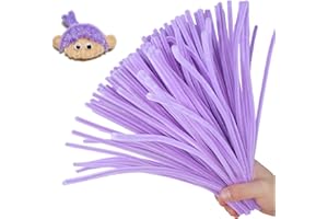 AHUIFT 200PCS Upgraded Purple Pipe Cleaners Craft Chenille Stems DIY Art Supplies Colorful Thick Fluffy Fuzzy Wire Sticks Bulk for Kids and Adults