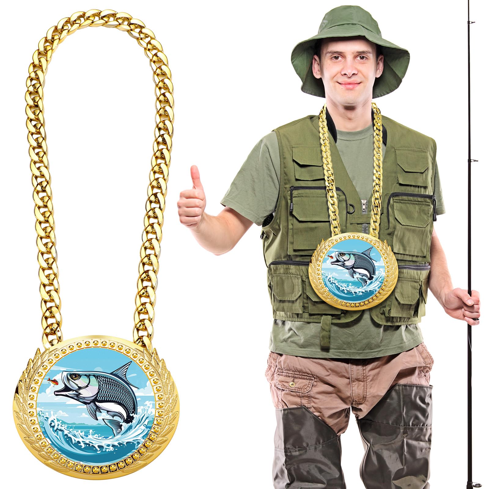 Tondiamo Sports MVP Turnover Chain Medal 6" Big Gold Champ Award ...