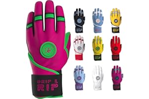 Drip & Rip Baller Series - Youth Batting Gloves + Adult Batting Gloves - for Softball and Baseball - Long Cuff Leather Style for Adult and Youth
