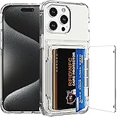 Wuwedo for iPhone 15 Pro Max Clear Wallet Case with RFID Blocking Card, Up to 5 Cards, Hybrid Protective Case with Card Holder, TPU + PC, Anti-Yellowing, 6.7" 2023