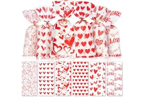 CUDICY Valentine Treat Bags 5x11 Valentines Gift Bags 120PCS Cellophane Bags for Cookie Candy Goodie Party Favor Valentines Day Birthday Wedding Favors Supplies