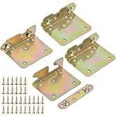 4 Sets Bed Rail Brackets, Bed Rail Fittings with Screws | Heavy Duty Non-Mortise Bed Frame,Double Hook Slot Bracket for Connecting Wood,Headboards and Foot-Boards