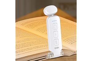 Gritin Rechargeable Book Light for Reading in Bed with Memory Function-Mini Portable,Eye Caring 3 Colors,Dimmable Brightness,Long Lasting Compact Cute Clip on Light for Book Lovers