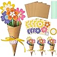 BeYumi Flower Bouquet Craft Kit - 24Pcs Mother's Day Flower Bouquet Craft for Kids Make Your Own Bunch of Flowers Teacher Appreciation Week DIY Thankful Gift Set School Classroom Home Fun Activities