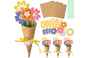 BeYumi Flower Bouquet Craft Kit - 24Pcs Mother's Day Flower Bouquet Craft for Kids Make Your Own Bunch of Flowers Teacher Appreciation Week DIY Thankful Gift Set School Classroom Home Fun Activities