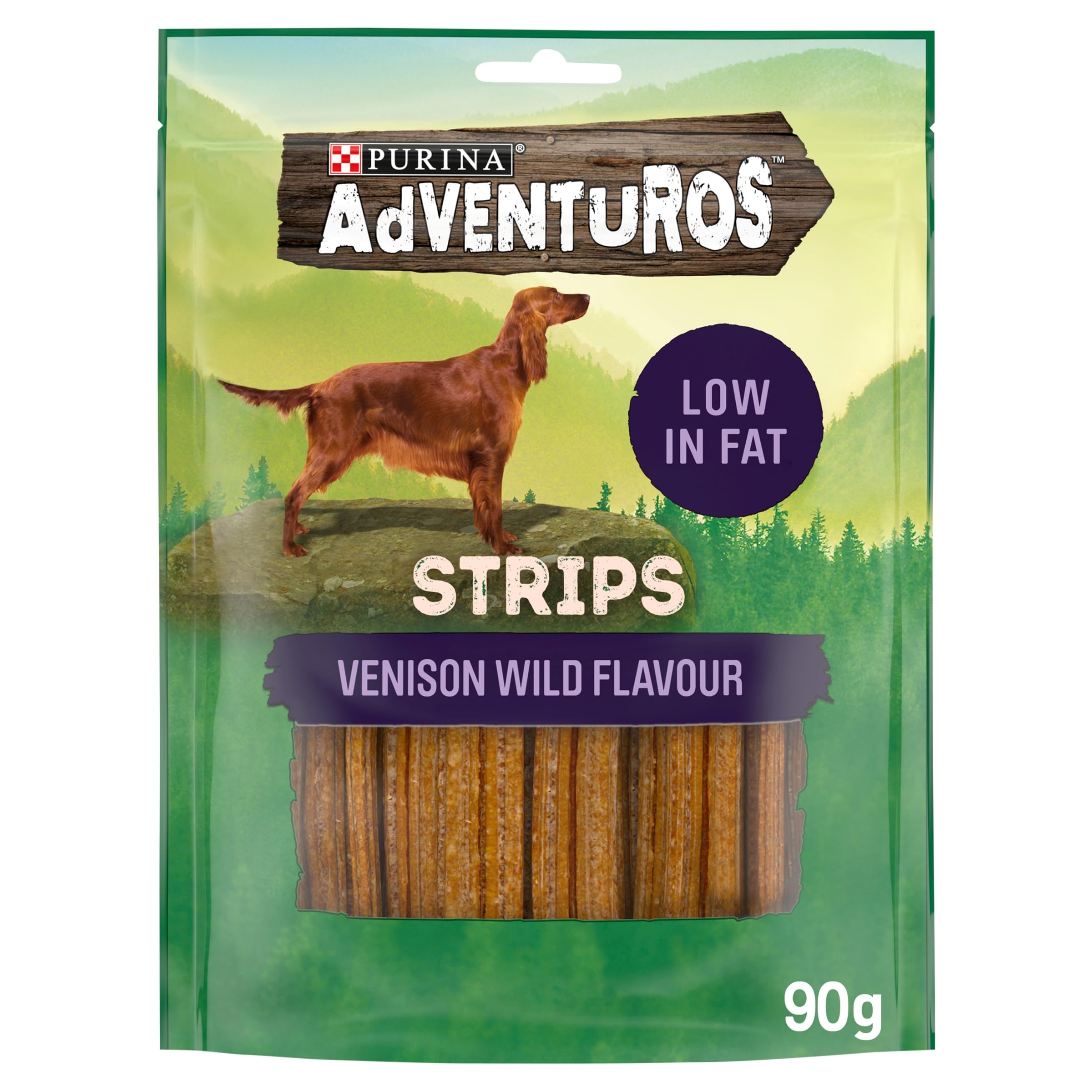 ADVENTUROS Strips Venison Dog Treats 90g (Pack of 6)