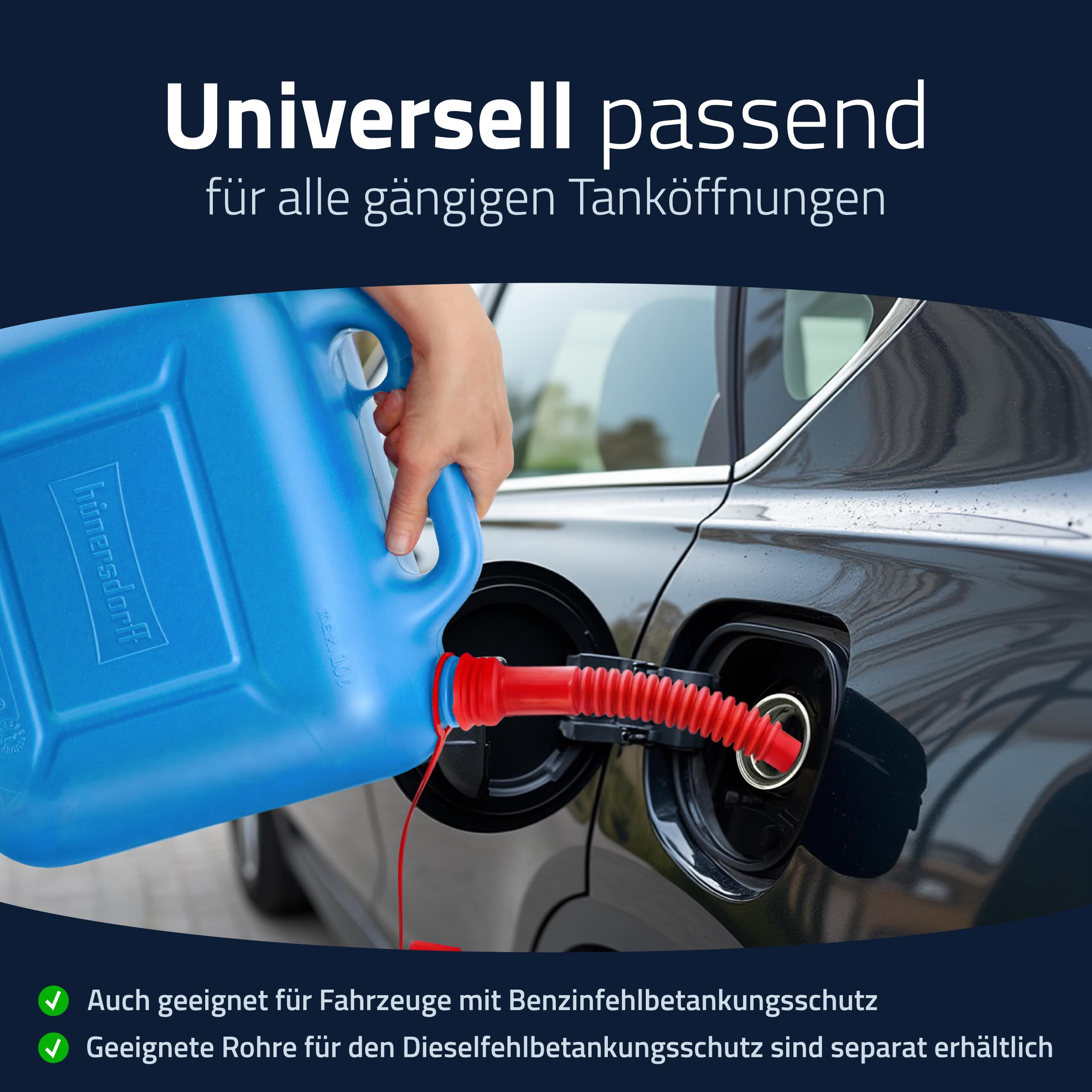 hünersdorff Kraftstoff-Kanister STANDARD 10l für Benzin, Diesel und andere Gefahrgüter, UN-Zulassung, made in Germany, TÜV-geprüfter Produktion, blau 3