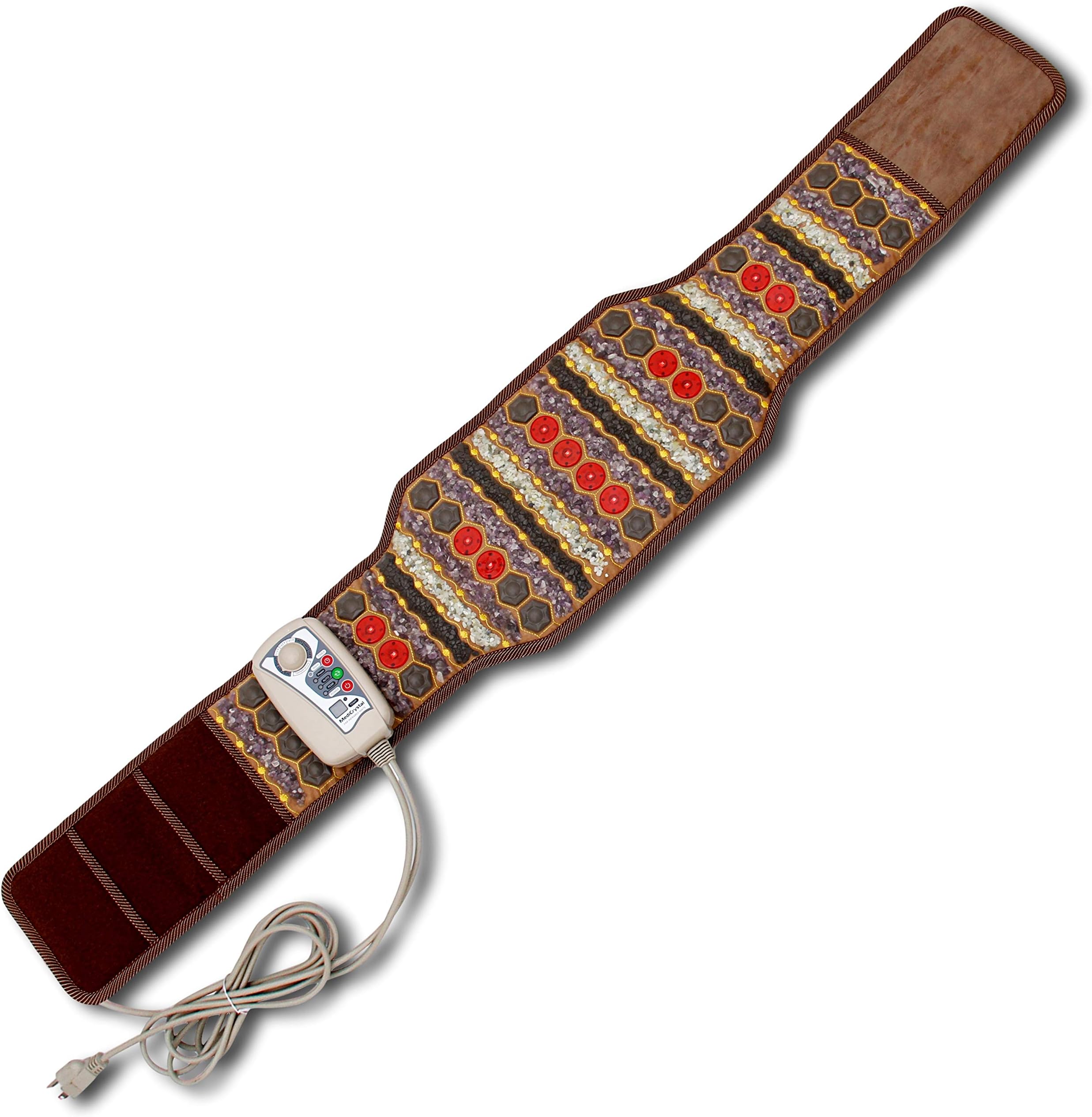 ThermoGem FIR PEMF Photon Belt - Natural Amethyst + Tourmaline + Jade - Adjustable Bio Magnetic Pulsed Frequency 1-30 Hz & Far Infrared Heating 86°-158°F - Red Light 660 Nm - Ion -FDA Reg Manufacturer